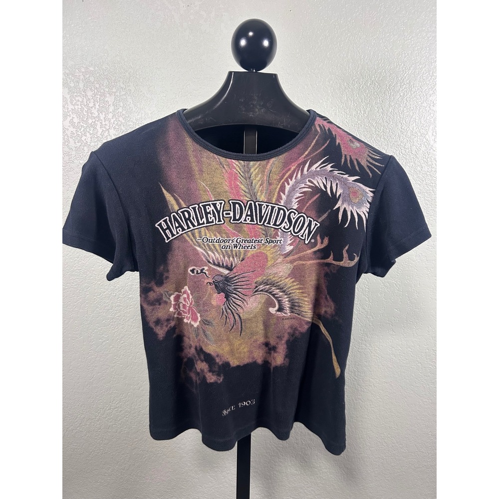 Harley-Davidson Womens XL Phoenix Graphic T-Shirt Kegel Rockford IL Black Tee